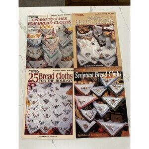 Bread Cloths Cross Stitch Patterns Booklets Leisure Arts Vintage Lot of 4